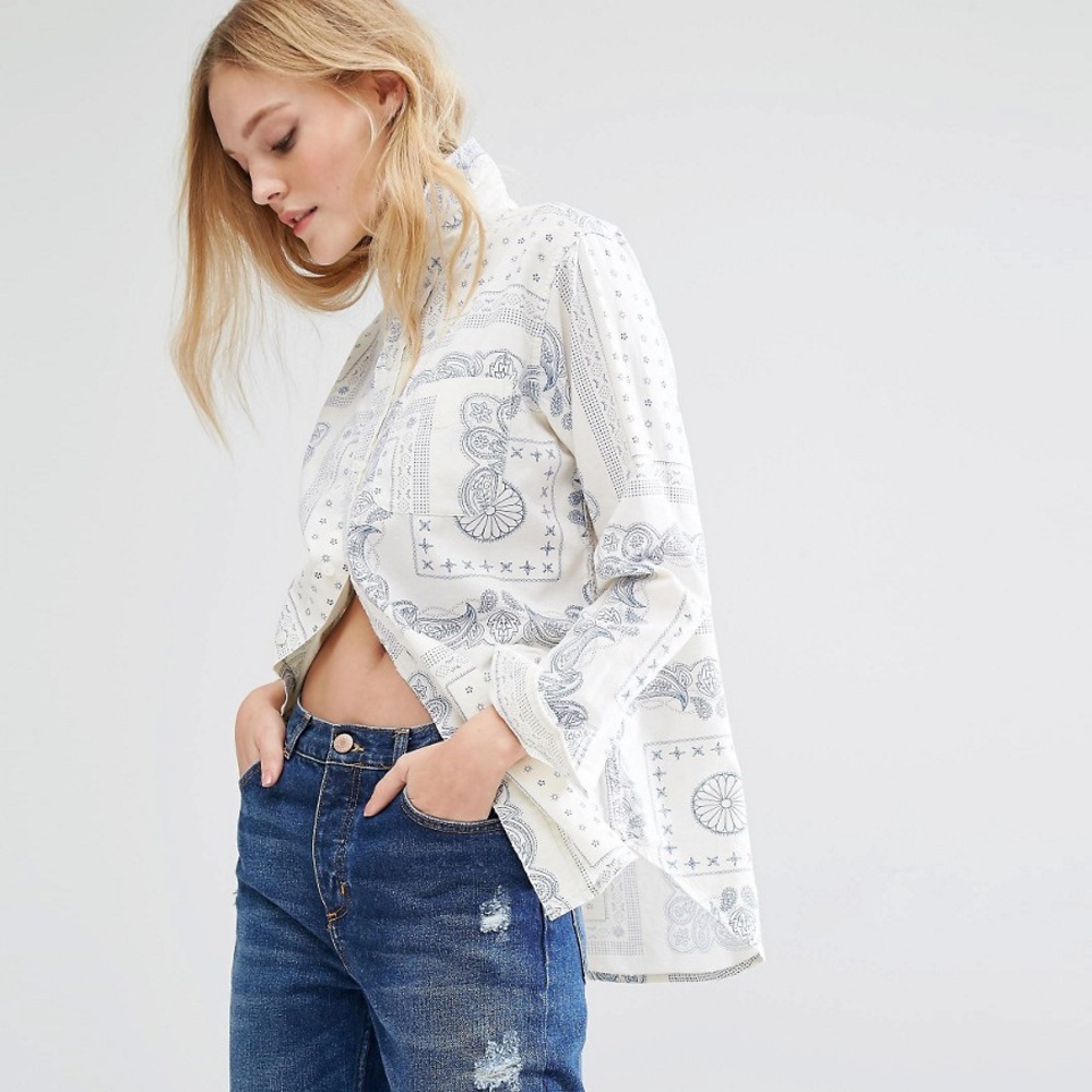 Current/Elliott The Prep School Oversized Button Up Shirt in Badass Bandana